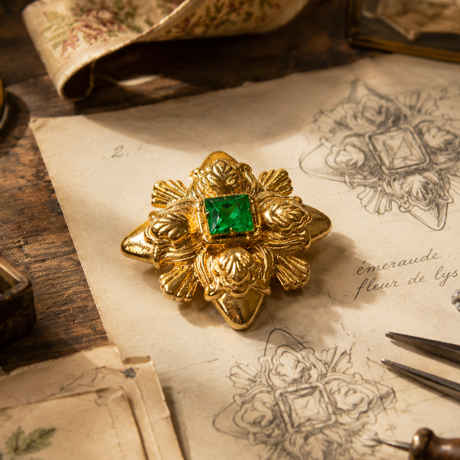 broche monet vintage dorado