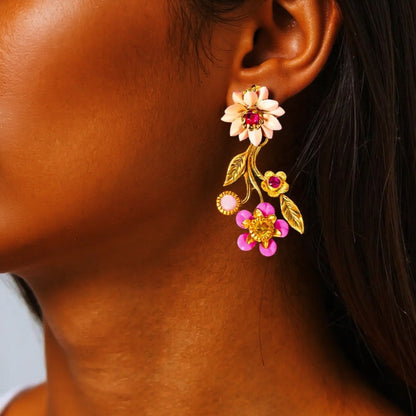 Pendientes Ramita Floral con Cristales Swarovski
