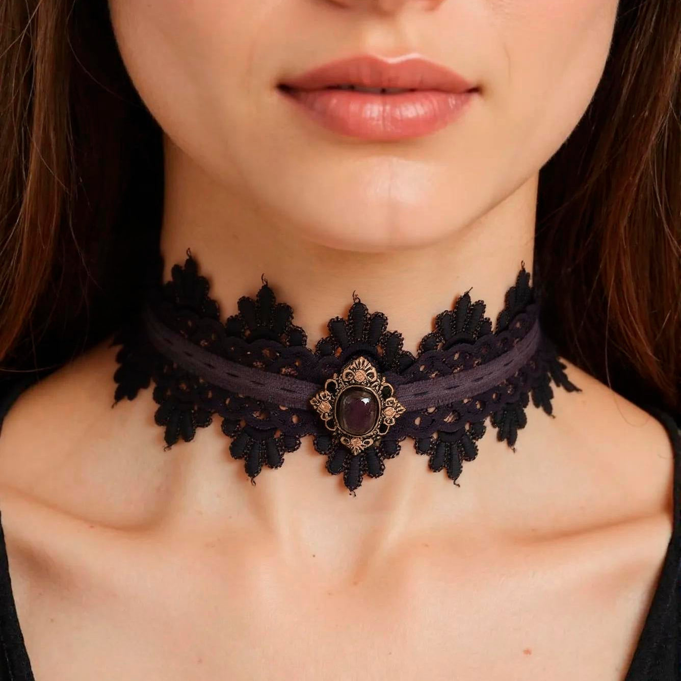 gargantilla encaje negro estilo gotico elegante