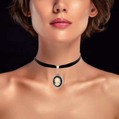 gargantilla choker camafeo negro