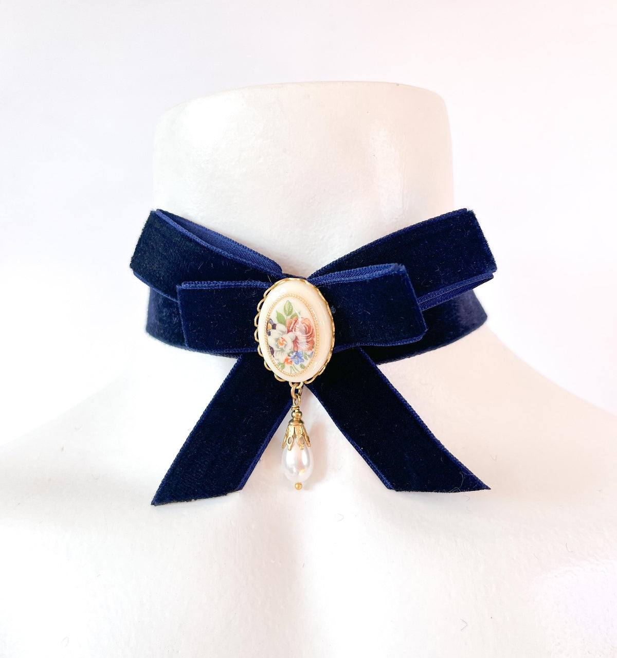 choker terciopelo azul