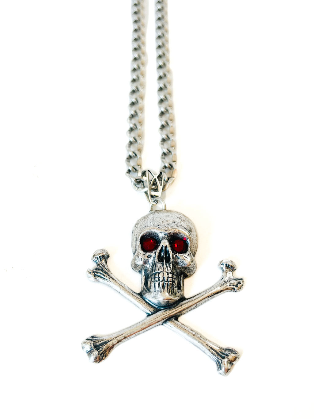 collar calavera plateada