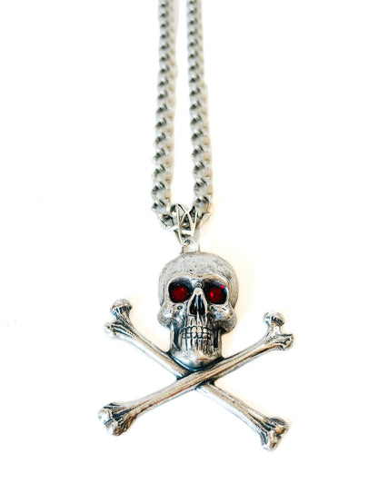 collar calavera plateada