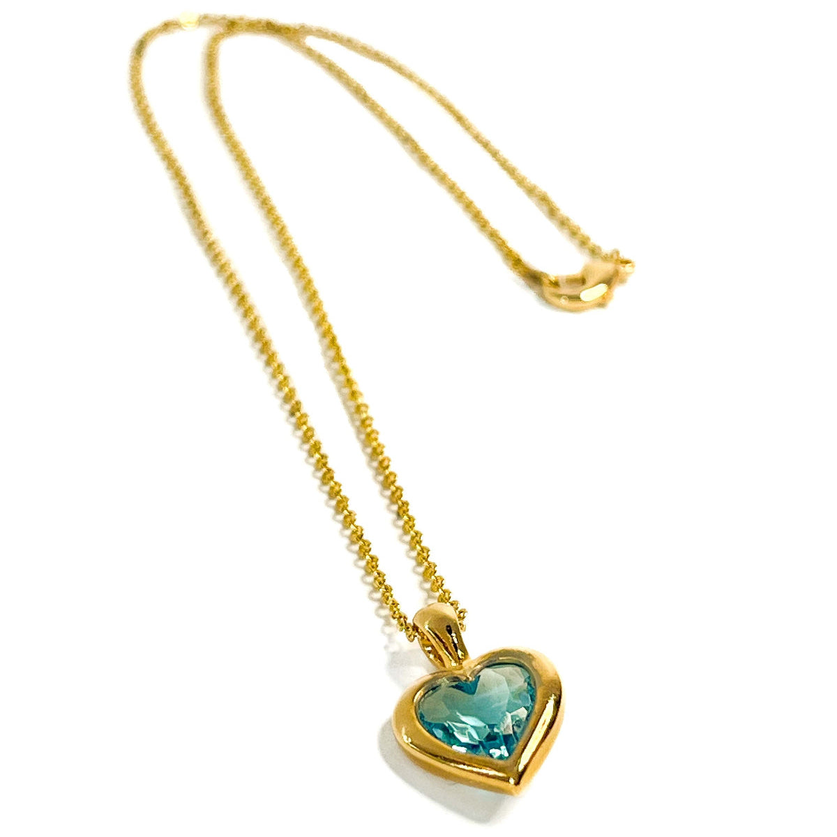 collar colgante corazon aguamarina