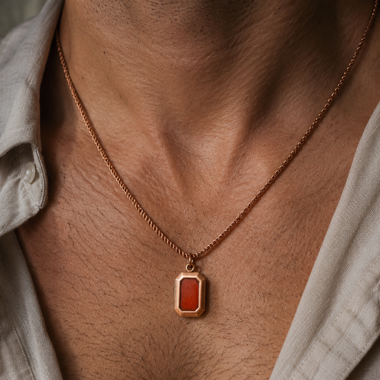 collar colgante relicario cuadrado unisex cobre