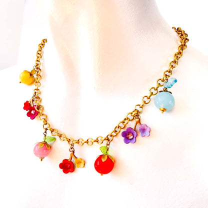 collar frutas flores mujer