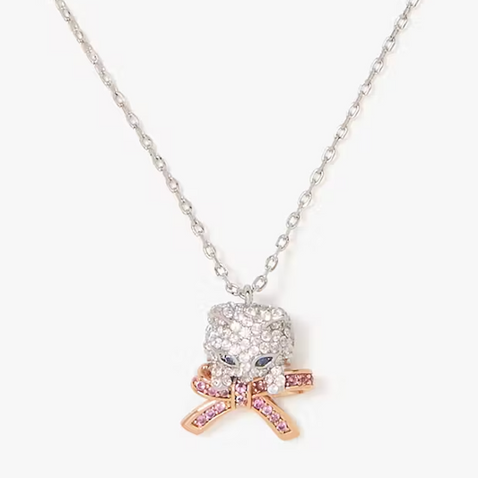 collar gatito pave plateado kate spade
