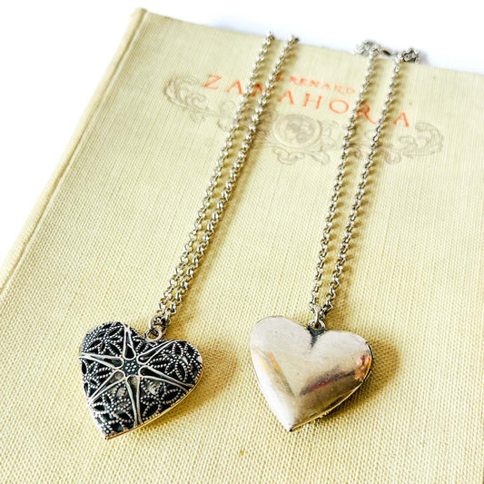 collar relicario guardapelo locket plata filigrana