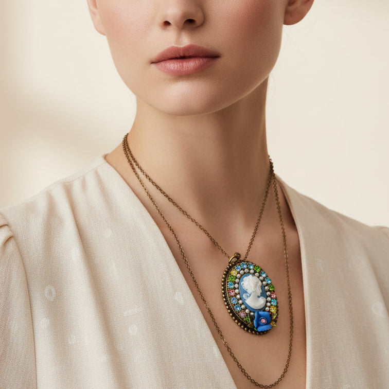 collar y prendedor camafeo estilo victoriano