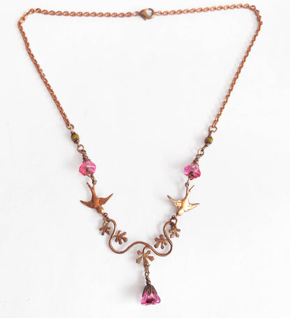 Collar Rama en Flor y Golondrinas