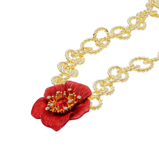 Collar Colgante Flor Eléboro Roja Les Nereides