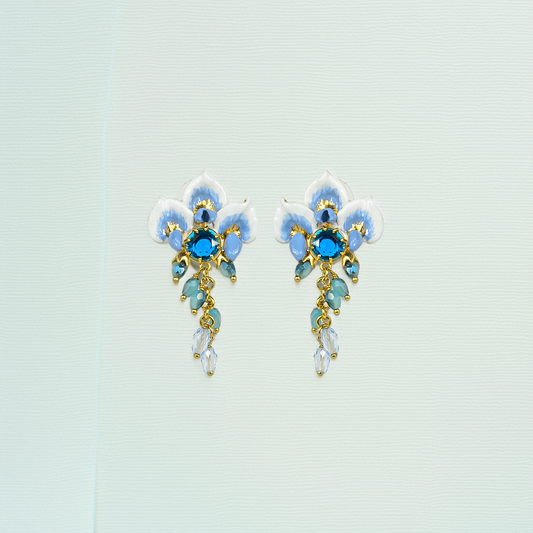 Pendientes Glicina y Cristal Facetado Azul Les Nereides - NUEVO-