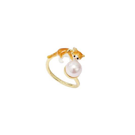 Anillo Ajustable Gato Tabby Naranjo Les Nereides Nueva Colección