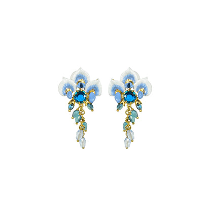 Pendientes Glicina y Cristal Facetado Azul Les Nereides - NUEVO-