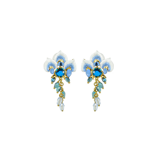 Pendientes Glicina y Cristal Facetado Azul Les Nereides - NUEVO-
