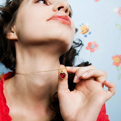 Collar Colgante Corazón -Mon Cœur Rosa Oscuro