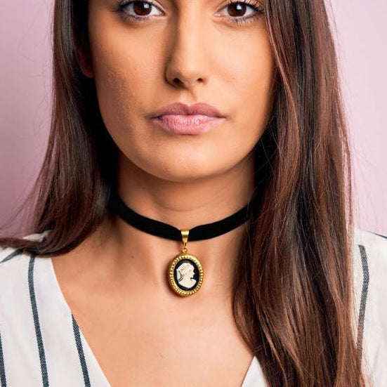 gargantilla choker camafeo negro