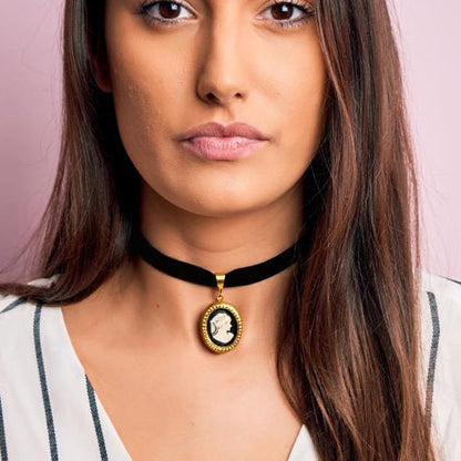 gargantilla choker camafeo negro
