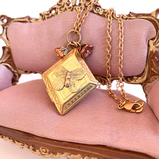 hermoso collar relicario antiguo para fotos