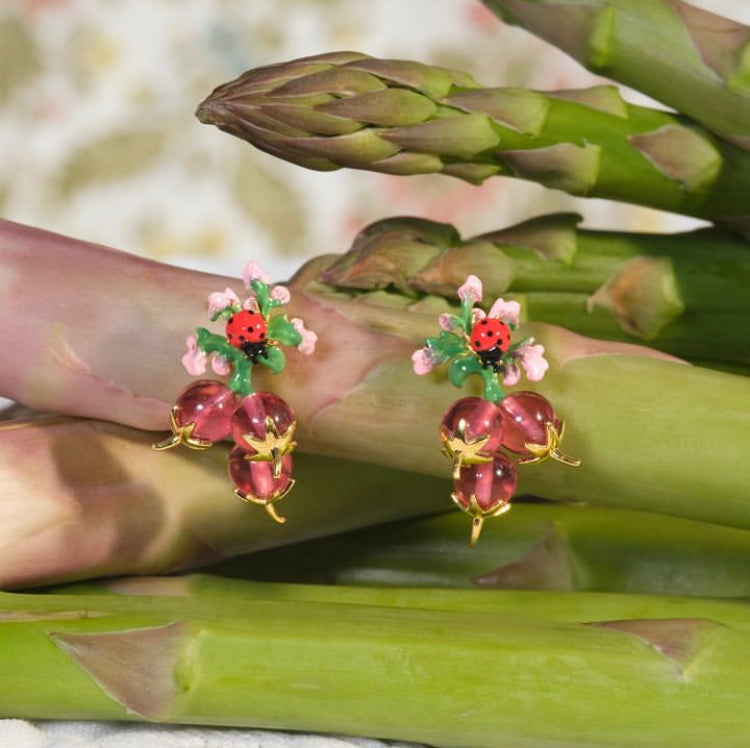 hermosos aros esmaltados con chinita mariquita ladybug