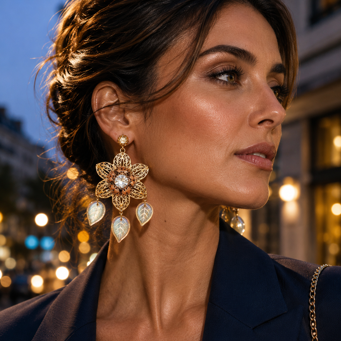 maxi aros florales hojas nácar
