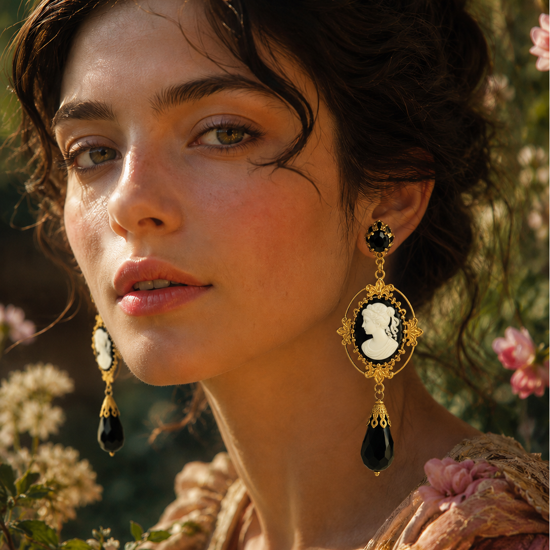 pendientes camafeo victoriano mujer