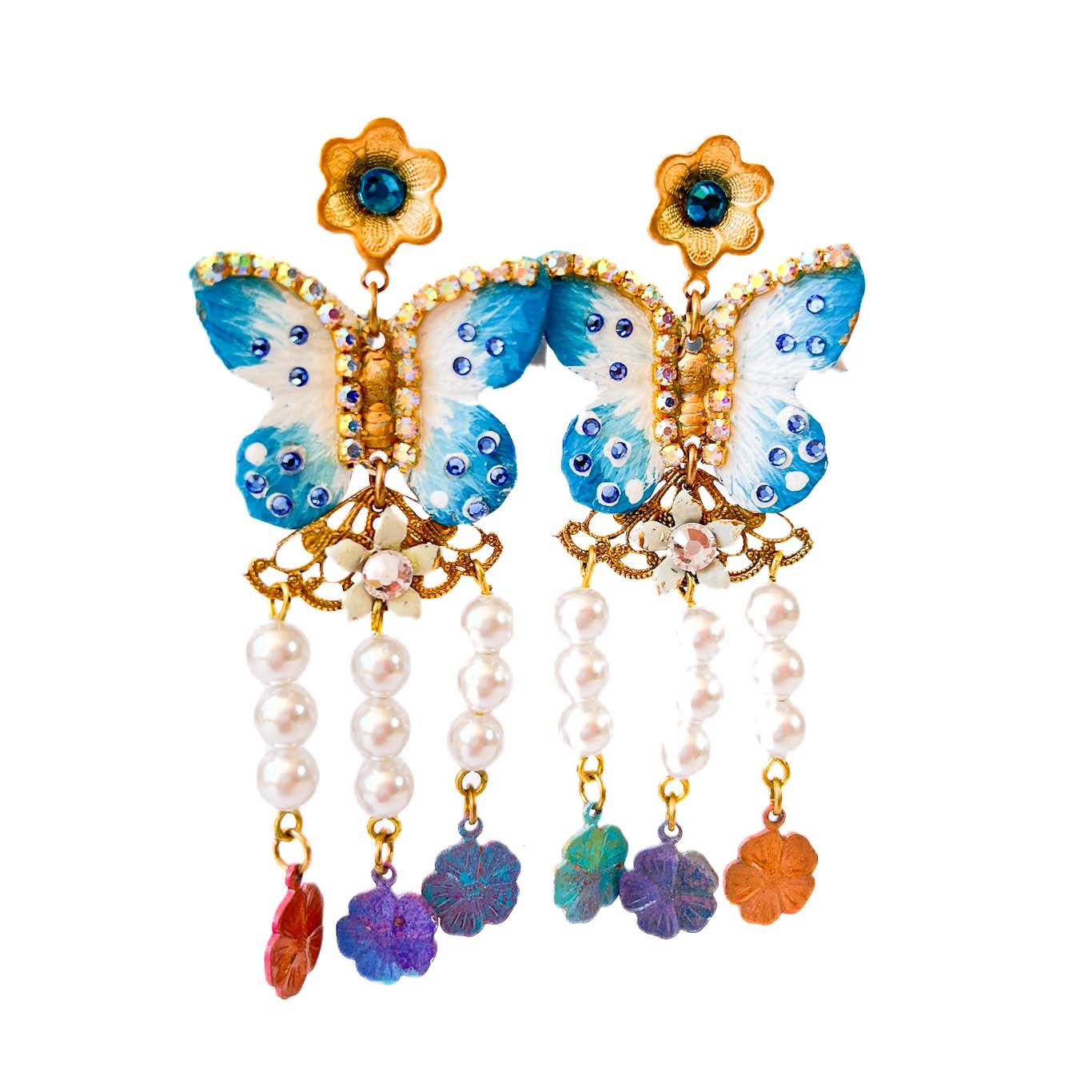 pendientes mariposa esmaltada y perlas japon