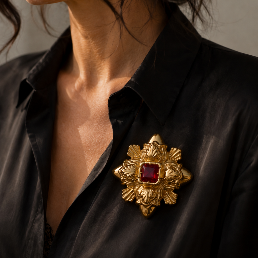 prendedor monet vintage dorado 