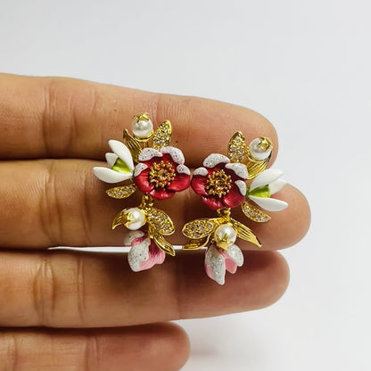Pendientes Flores de Éleboro Escarchadas
