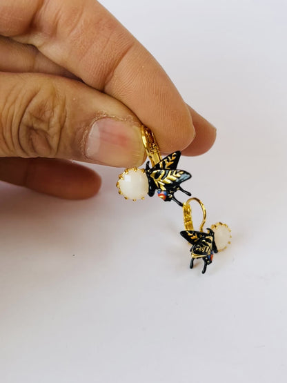 Pendientes Mariposa y Cristal Blanco
