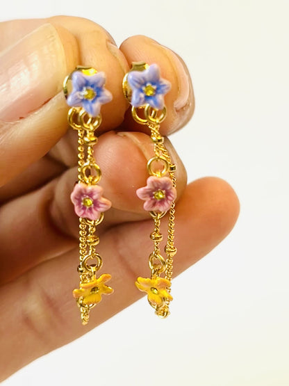 Pendientes Colgantes 3 Jazmines de Colores