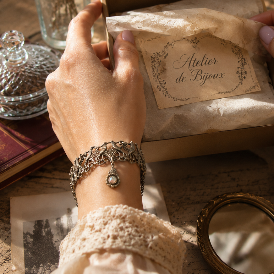 pulsera de pajaritos plateada estilo vintage