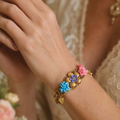pulsera flores colores accesorios vintage