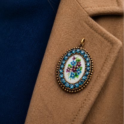 vintage blue brooch forget me not