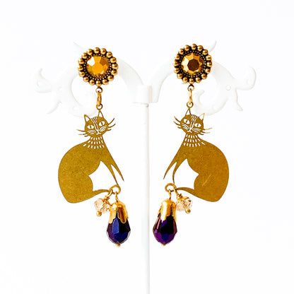 Golden Kitten Earrings