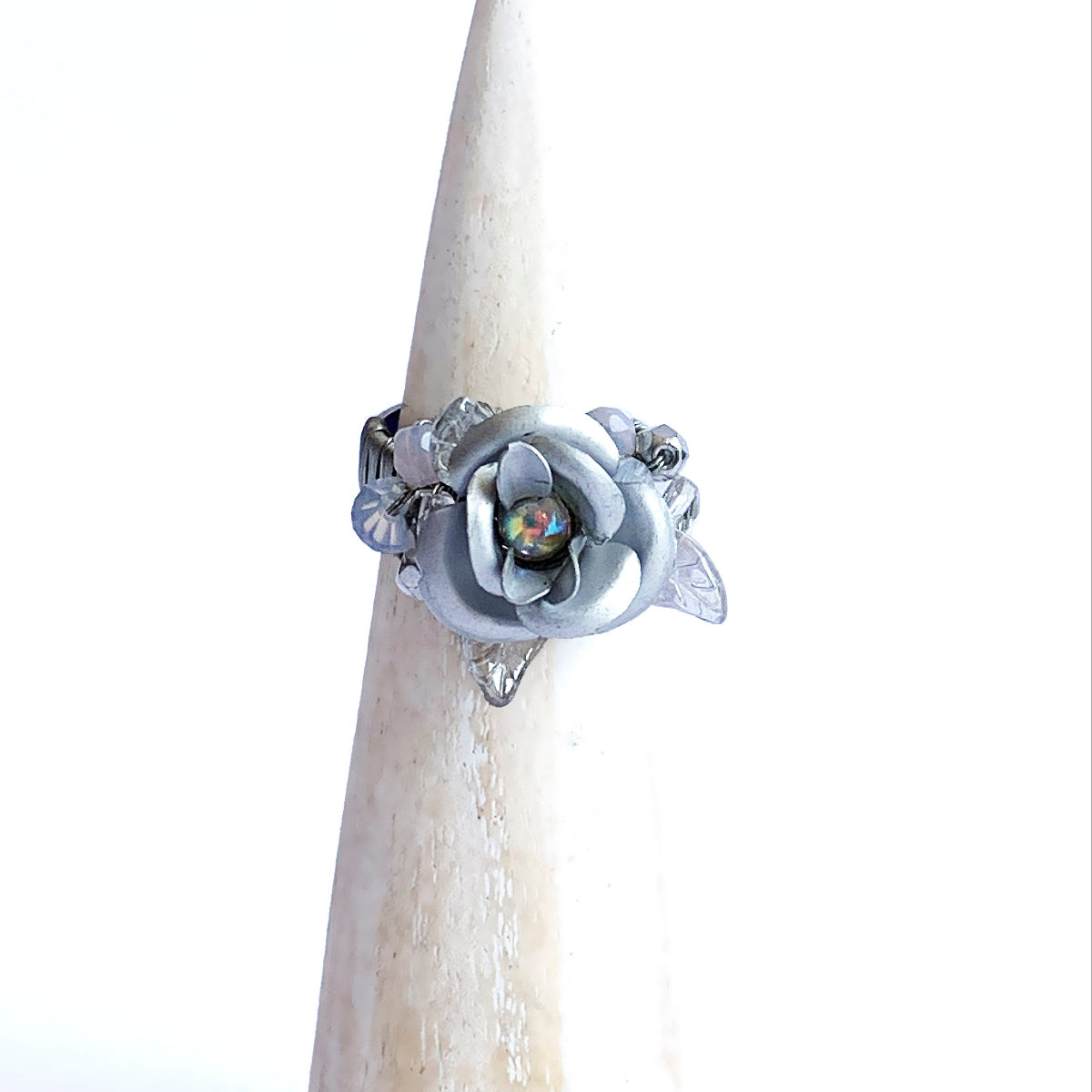 anillo romantico plateado ajustable