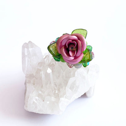 anillo romantico color rosado ajustable